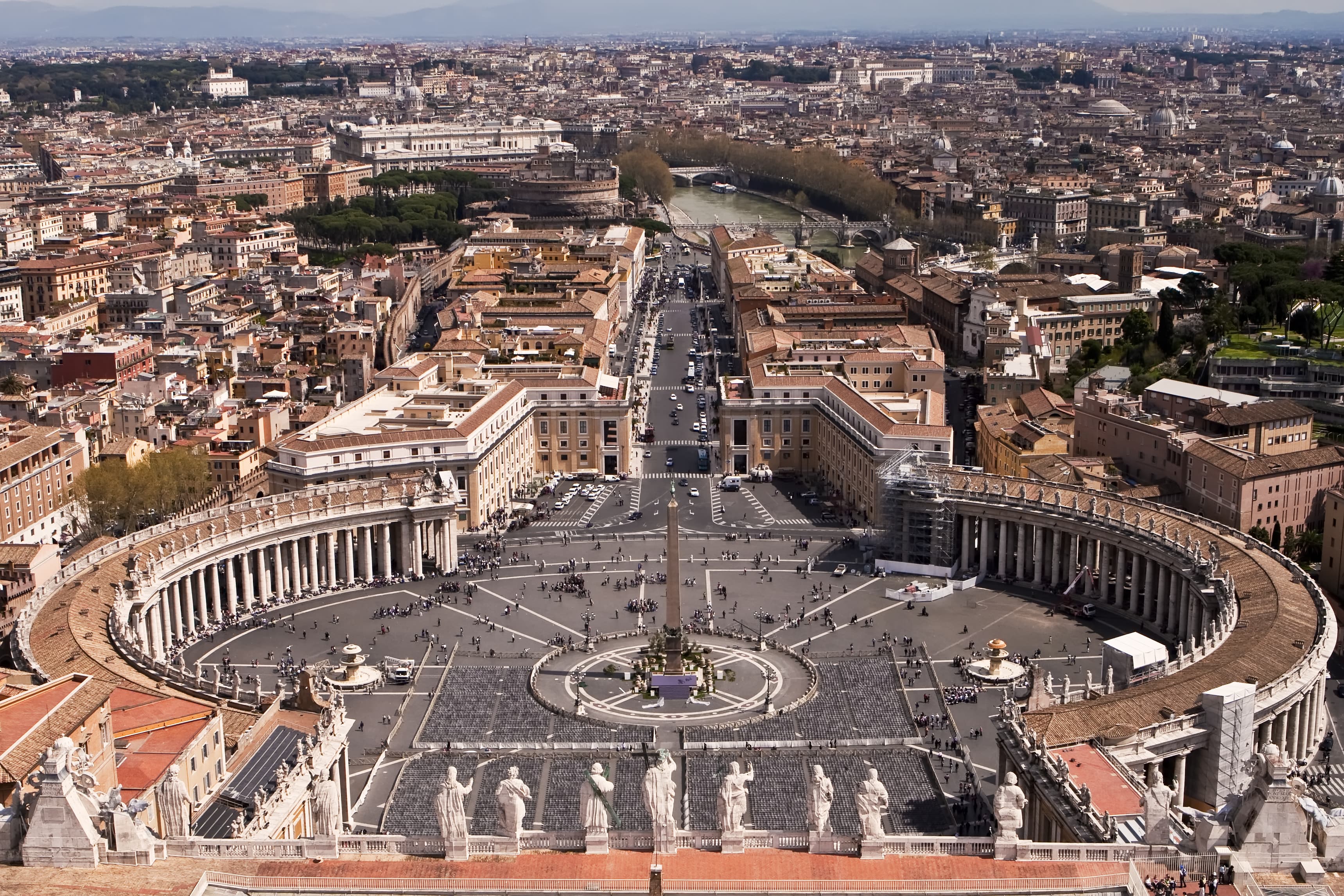 View from the top of St. Peter's Basilica in the Vatican city.