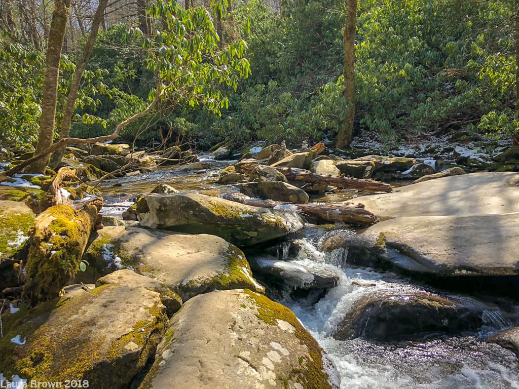 A view of boulders and a rushing river in Great Smoky Mountains National Park