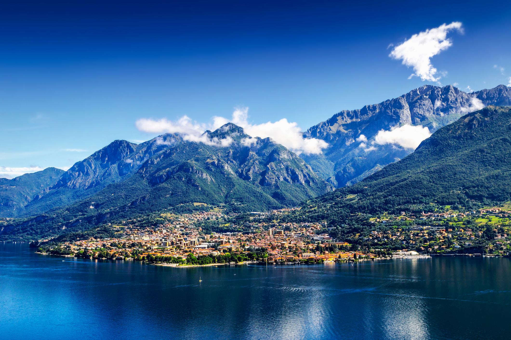 A view of the small town of Mandello del Lario, on Lake Como, Italy