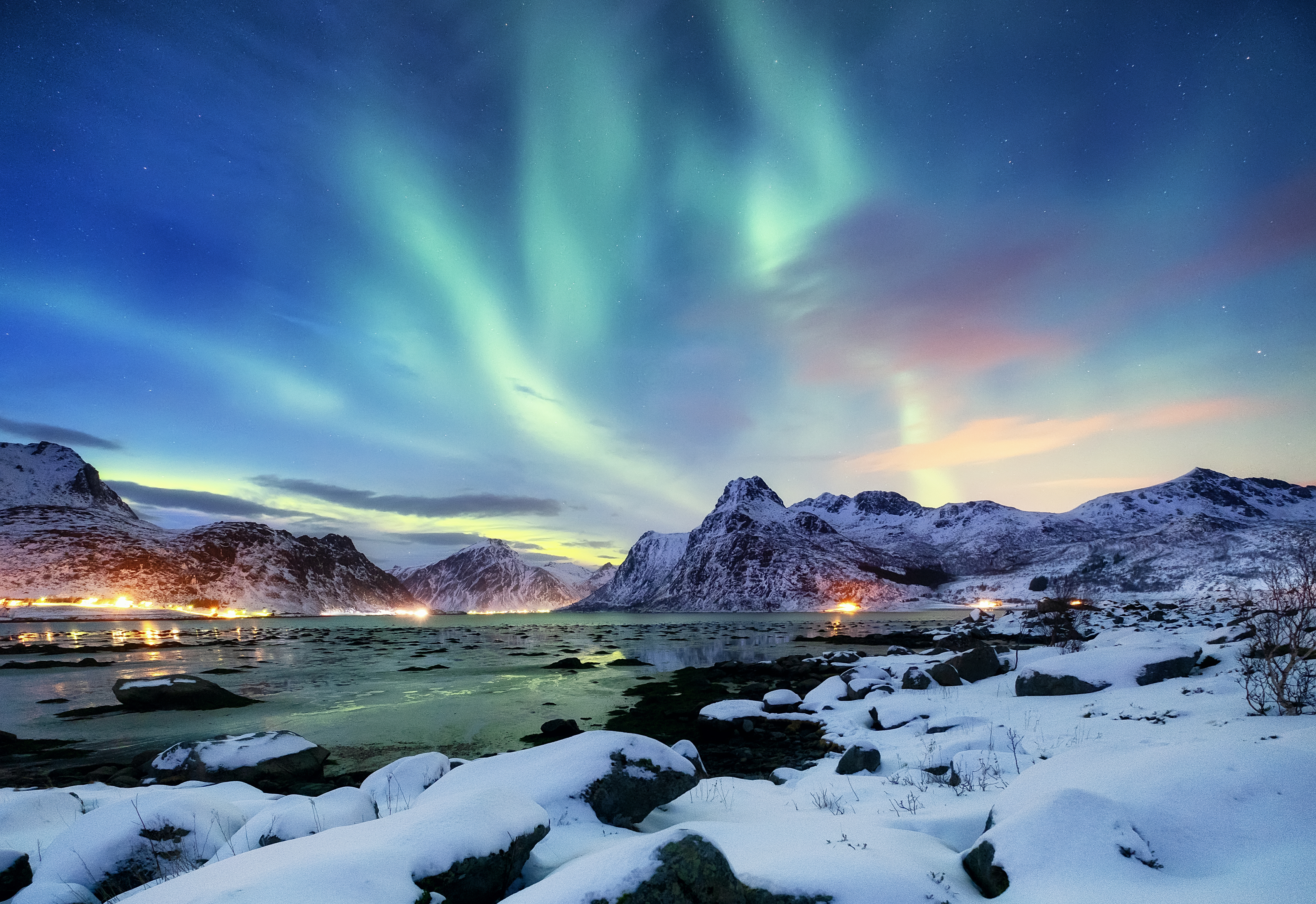 Northern Lights Over The Lofoten Islands Norway