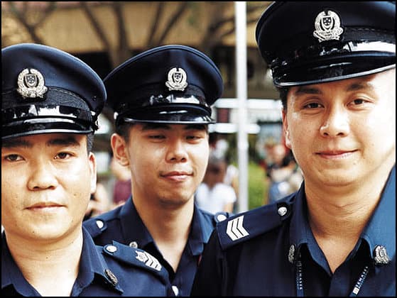A trio of police officers