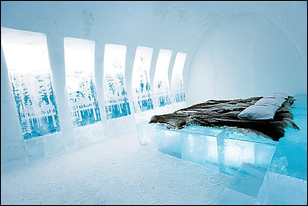 Outside the Icehotel entrance