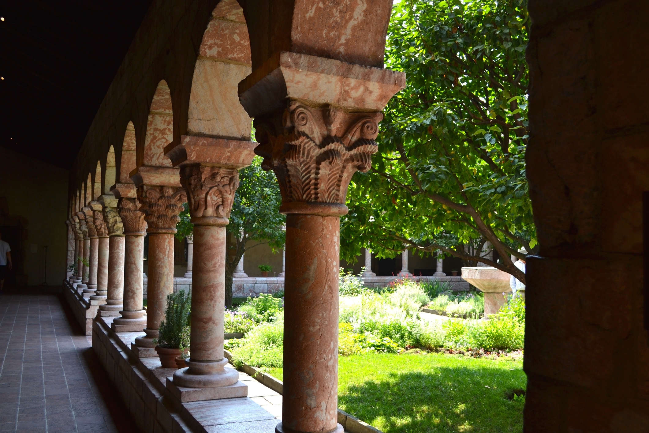 A view of the garden at The Cloisters museum in NYC.