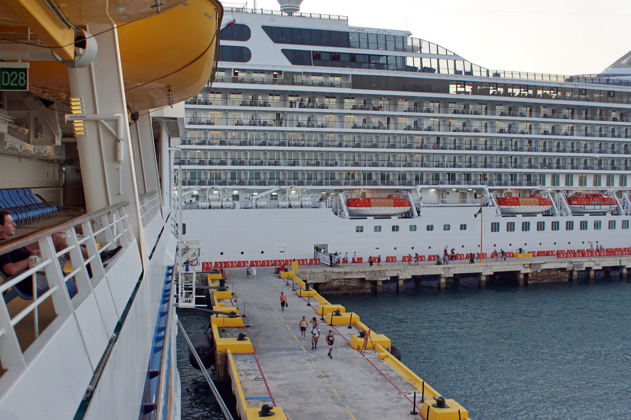 Passengers boarding a cruise ship