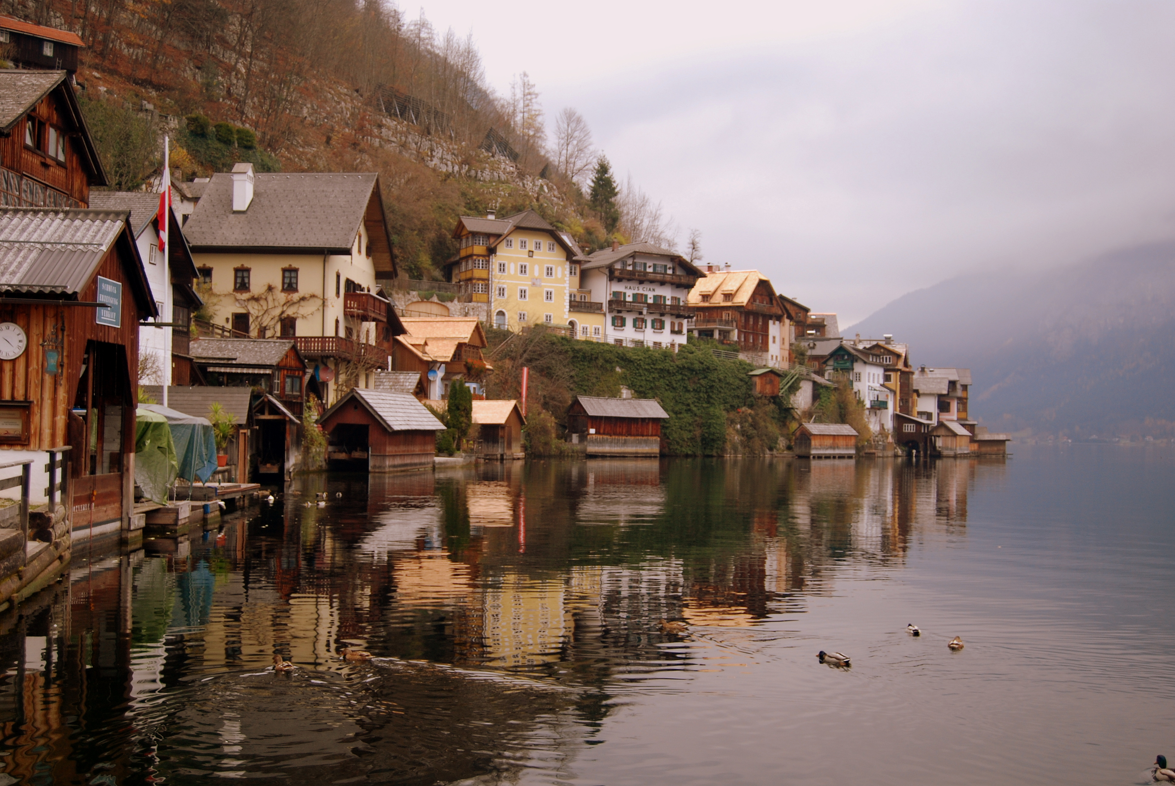 this picture was taken early in the morning at hallstatt, austria on november 12th, 2008.