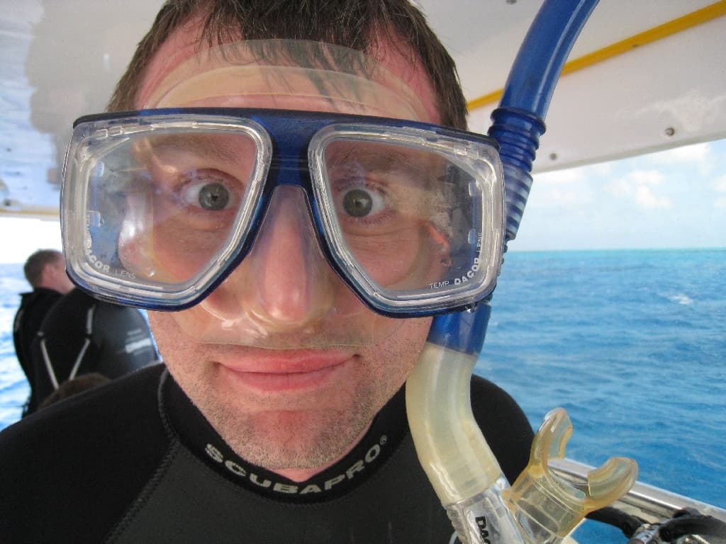 Funny guy in a diving mask
