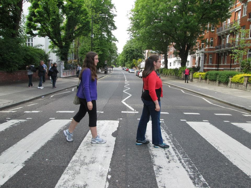 Kaeli and April at Abbey Road in London