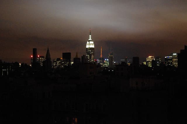 South Manhattan in the dark thanks to Hurricane Sandy