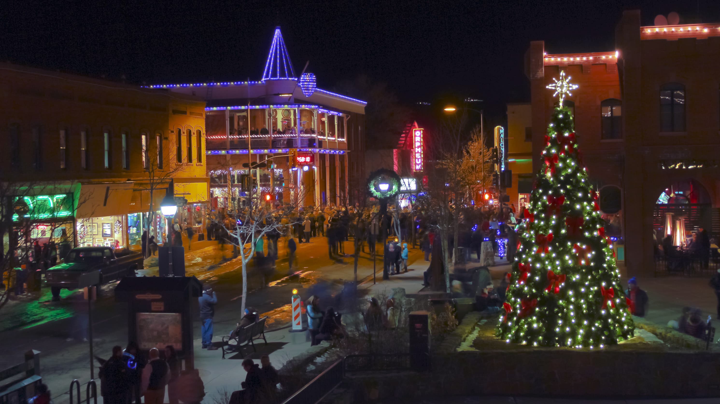 Downtown Flagstaff Arizona holiday lights