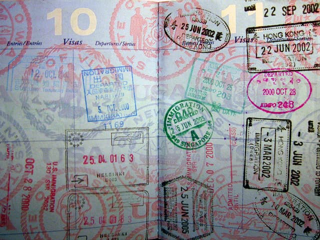 A passport full of colorful stamps