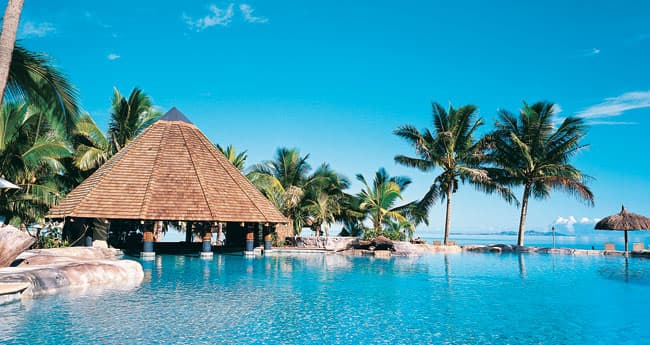 The swim-up bar at Fiji's Sonaisali Island Resort, on its own private island