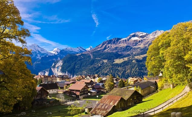 Wengen, a beautiful Alpine town in Switzerland.