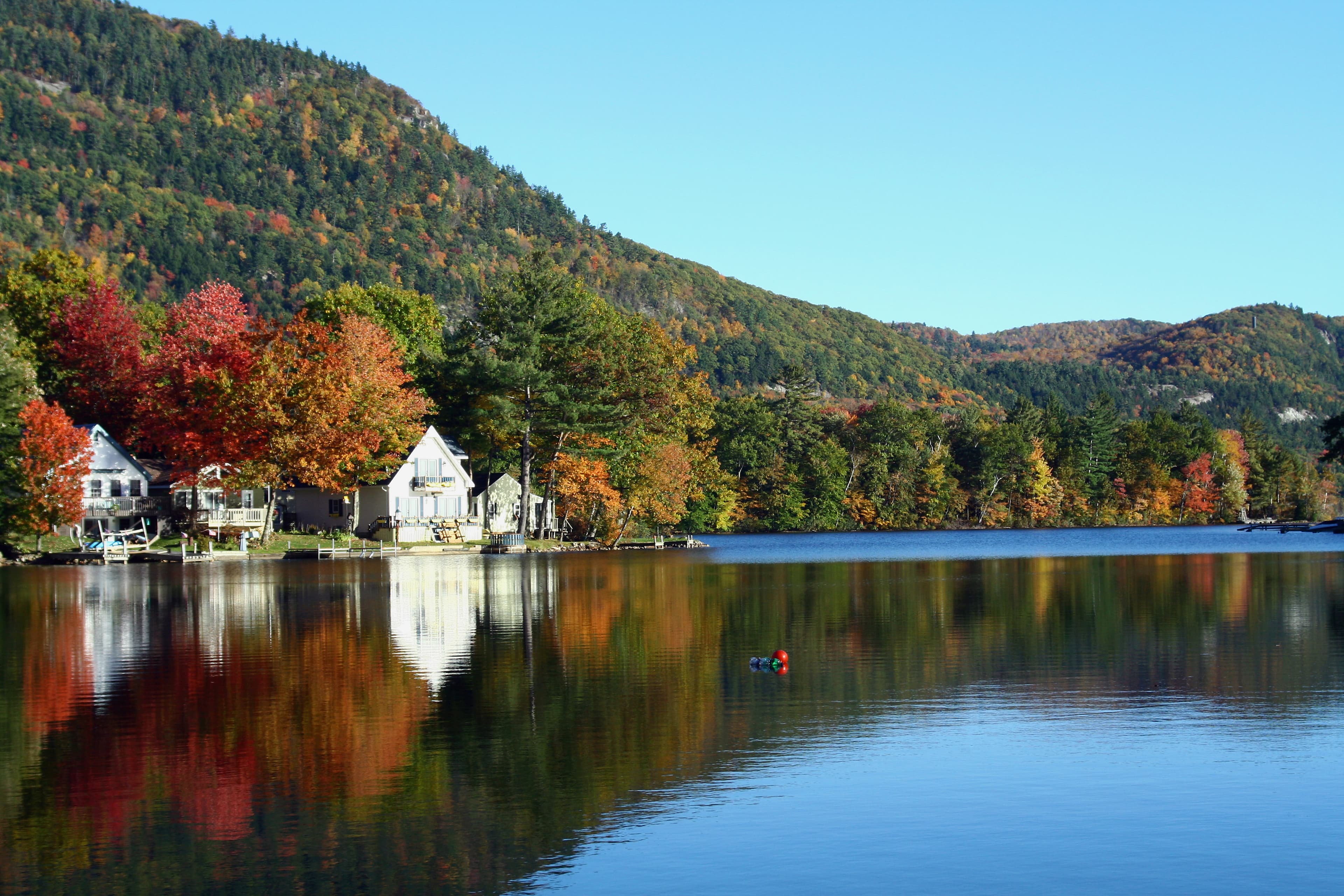 fall, foliage, vermont, lake