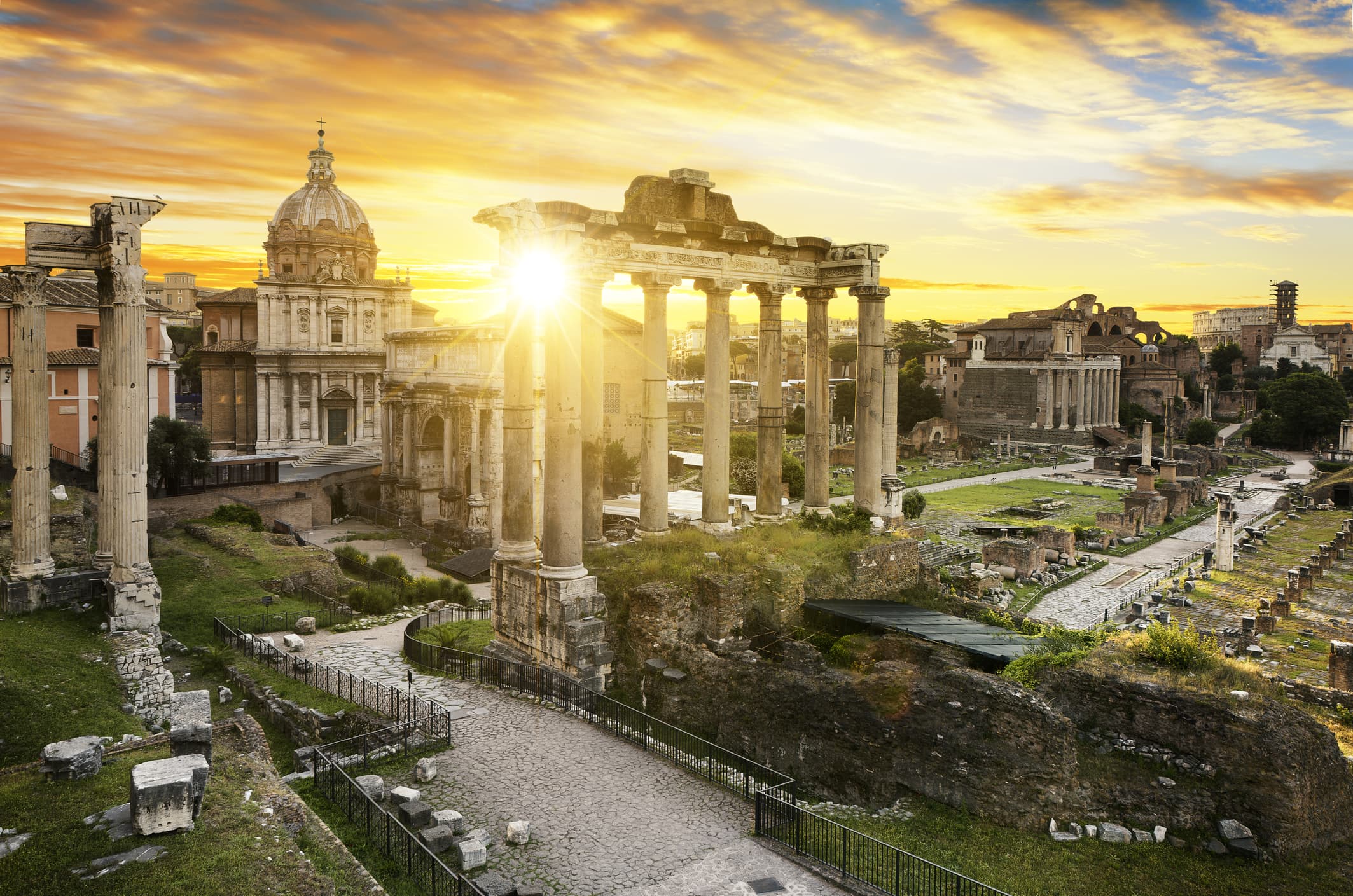 A view of the ruins at the Forum in Rome, Italy