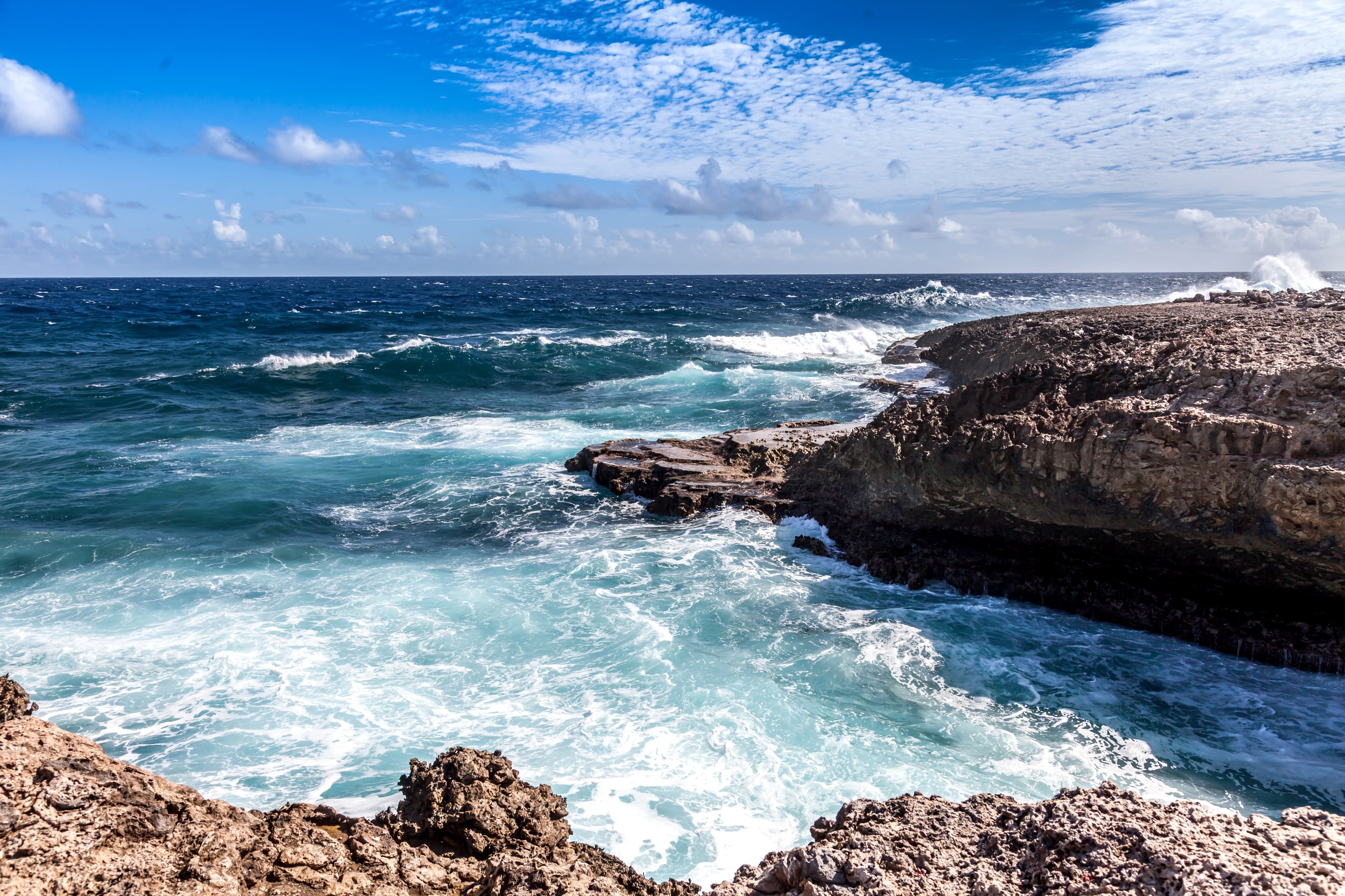 Crashing waves at Shete Boka National Park in Curaçao.