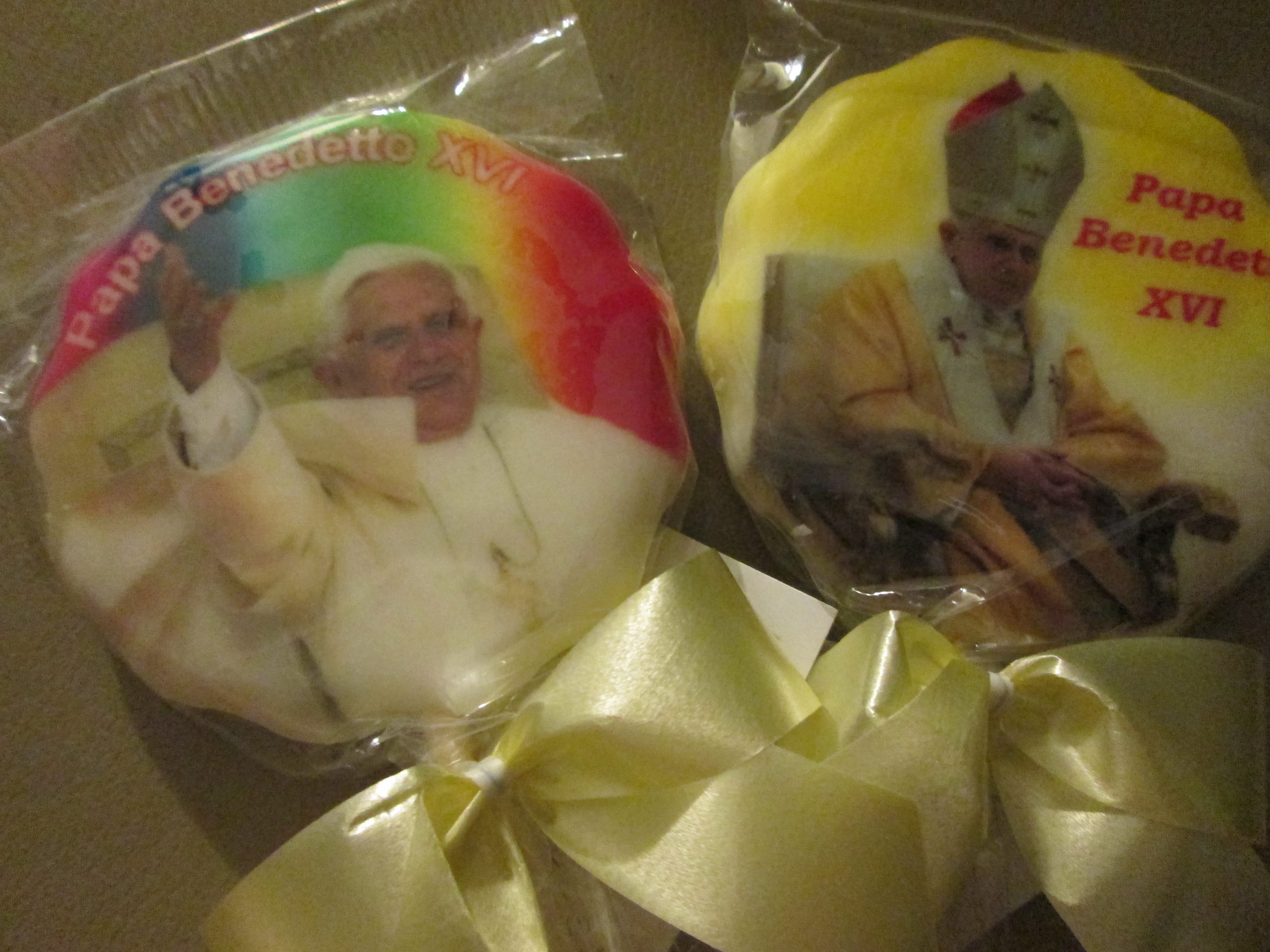 Pope Benedict lollipops in Rome, Italy