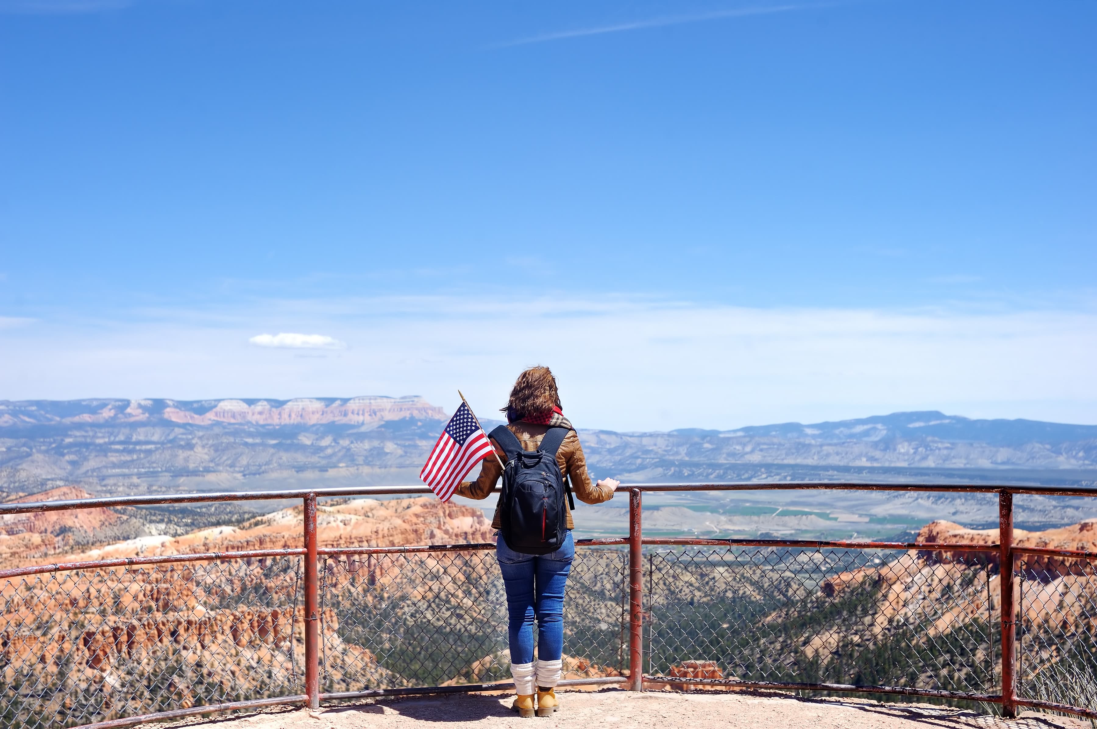 Tourist overlooking Bryce Canyon Utah